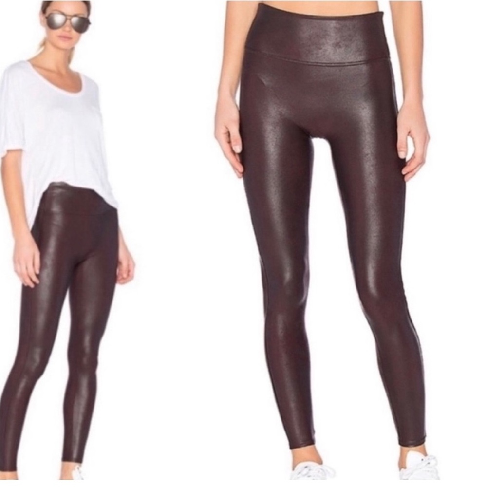 SPANX Faux Leather Leggings in Color Wine Sz Large
